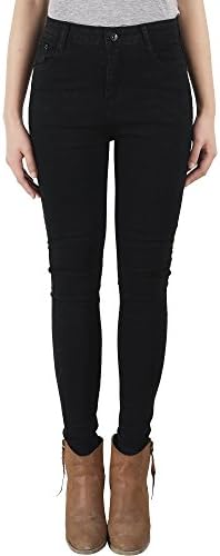 AUSERO Women's Mid Rise Super Skinny Jeans Cigarette Leg in Black Shadow, 31