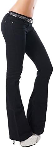 Noir Triple XXX Women's Hipster Low Rise Bootcut Jeans Black UK 4-12 (XL Fits UK 12)