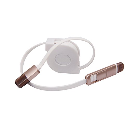 CJbrother 2 in 1 Micro USB und 8 Pin Anschluss! Ausziehbares Roll up Ladekabel Daten Kabel Gummi für iPhone, iPad, iPod / Samsung, HTC, LG, Sony etc. - 2