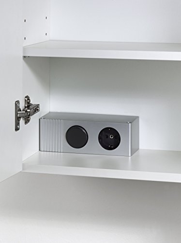 Cavadore 86073 Spiegelschrank Sleek 03 / Eleganter Badezimmerschrank mit Spiegel / inkl. Warmton LED-Beleuchtung & Steckdose / Weiß / Soft Close Funktion / 21 x 60 x 60 cm (T x B x H) - 3