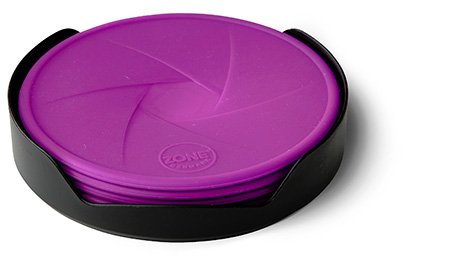 7-tlg. Set Glasuntersetzer mit Halter Silikon Lila