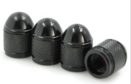 Bullet Style Alloy Car Wheel Tire Tyre Valve Dust Caps Covers Tire Set of 4 (Black)