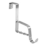 mDesign Türgarderobe – Haken zum Hängen über der Tür – mit 1 Haken für Mäntel, Jacken, Bademäntel, Handtücher in Flur und Bad – super Ergänzung für die Garderobe – rostfreier Stahl, gebürstet - 4