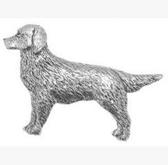 Gift Box Pewter Retriever Dog Badge pin or Brooch Gift for Scarf, Tie, Hat, Coat or Bag