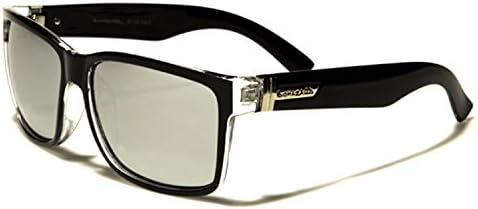 Biohazard designer wayfarer unisex mirrored sunglasses Sport Driving Fashion Beach Hut Sunglasses pouch included (black/clear/silver lens)