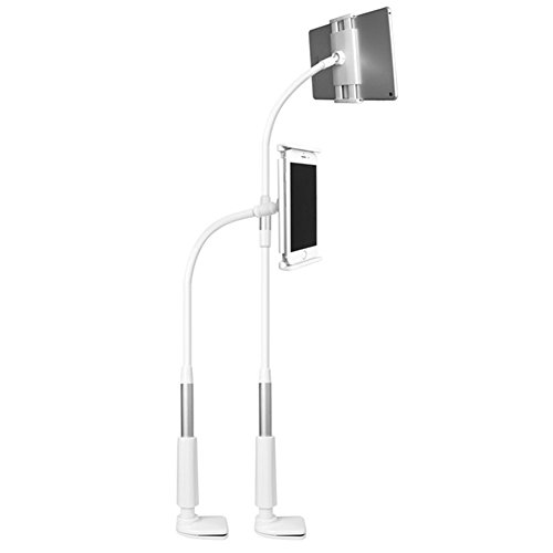 TOAOB Silber 360 Drehen Handyhalter Desktop-Ständer 84-127cm Flexibel Langen Arm Schwanenhals Halterung Tablet Halterung für 4-10,6 Zoll Android und Apple Device