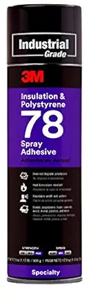 3M 78 Polystyrene Foam Insulation Spray Adhesive, Translucent 17.9 Oz. Aerosol Can