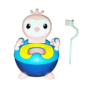 Hukimoyo Potty seat for babies with handle,Western Style Toilet for kids with Duck upper closing lid, Suitable for Unisex 1 - 3 yrs child (Blue with Pink)