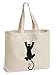 Produktbild TNT Positive Style Baumwolltasche mit Boden - Feste 195 g/m²- große Tasche Canvas - einzigartige Cat Print - Shopper Tasche - natürliche - Lange Henkel - Baumwolle Einkaufstasche 45x42x10cm