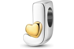 TINSLO A-Z Alfabeto Charms Abalorios Colgante para mujer, plata de ley 925, compatible con pulseras y collares Pandora, compatible con pulseras europeas para mujeres y niñas KJC874