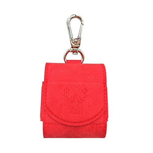 Preisvergleich Produktbild TENDYCOCO Leder Kopfhörer Aufbewahrungsbox Elch Muster Soft Cover Schutzhülle mit Schlüsselbund Haken für AirPods (Rot)