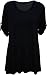 Womens Plus Size Scoop Neck Short Sleeve Flared Ladies Long Plain Top - Black - 18