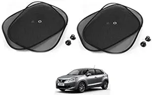 RD Universal Universal Car Side Window Stick On Curtain Chipkoo Sunshade with Vacuum Cups Set of 2 Black Compatible for Maruti Suzuki Baleno