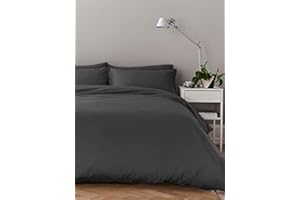 BELDORA Anti-Allergy Anti-Bacterial Brushed Soft Touch Microfibre Duvet Cover & Pillowcase/s Bedding Bed Linen Set (Charcoal Grey, Double)