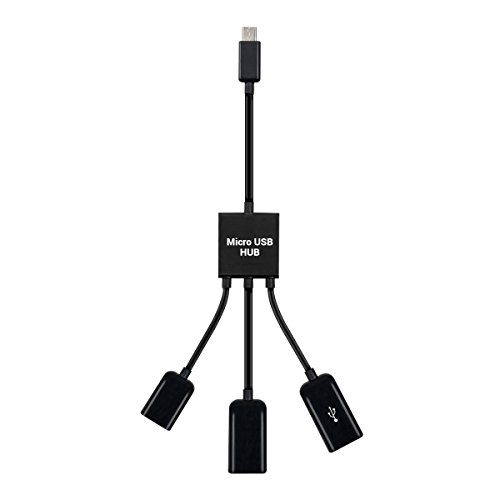 kwmobile adattatore 3in1 Micro USB OTG hub per Smartphone / Tablet - switch micro USB in nero - compatibile ad es. con Apple, Samsung, Lenovo, Asus, Huawei, Amazon, Acer, Microsoft, Sony, LG