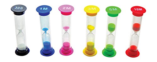 Sanduhren Set bestehend aus 6 bunten Eieruhren 30 Sekunden 1 Minute 2 Minuten 3 Minuten 5 Minuten und 10 Minuten