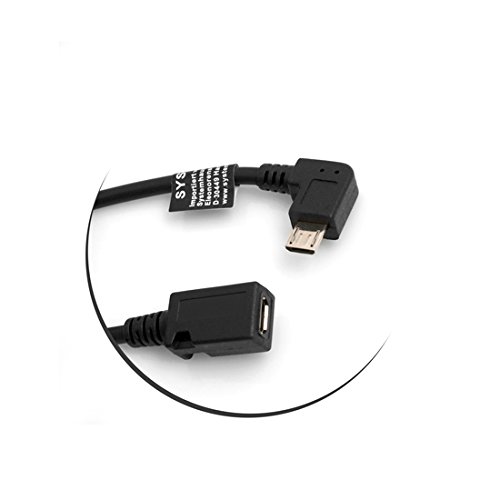 SYSTEM-S Micro USB 90° links gewinkelt Winkelstecker zu Micro USB Buchse Datenkabel Ladekabel ca. 27cm Adapter Kabel Verlängerung - 4