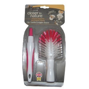 Sponge-free & Wire FreeTommee Tippee Closer to Nature 2-in-1 Bottle & Nipple Cleaner - Pink