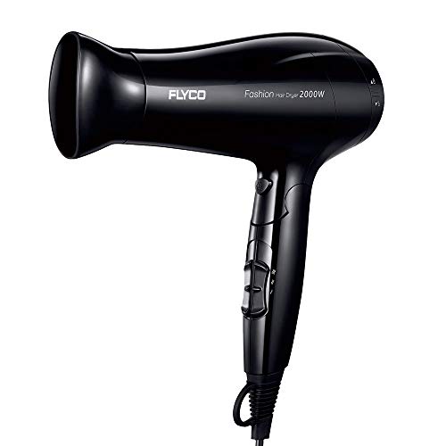 FLYCO Asciugacapelli FH6231EU, Motor Potente y duradero de 2000W, Secador de Cabello Desmontable Con Boquilla de Peinado, Negro