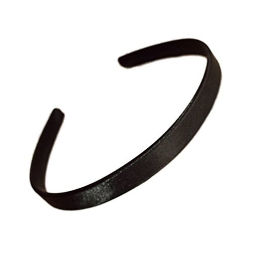 1.5cm (0.6") Wide Black Satin Covered Alice Hair Band Headband