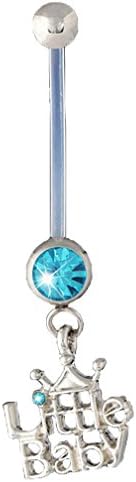 HYIdealism Belly Button Rings Silicone Bar for Pregnant Women Little Baby Dangle Body Piercing Jewelry Blue