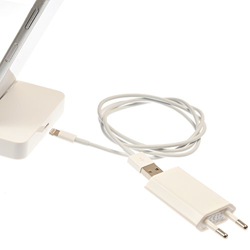 Original iProtect® Super 3 in 1 Set weiß Dockingstation Ladestation und USB Datenkabel Ladekabel und Netzteil Adapter für Apple iPhone 5 5s 5c, iPod Touch 5G, iPod Nano 7G - 3