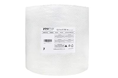 YOUMAR SOLUTIONS - Rouleau de film à bulles (0,5 x 50 mètres) pour emballage de produits fragiles dans les transports et déménagements. Haute protection. Papier bulle de qualité européenne.
