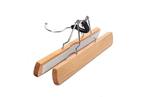 logei® 10 Stück Holz Kleiderbügel Hosenbügel Hosenspanner Hosenklemmbügel Hosenhalter mit Filzeinlage 25 cm lang - 6