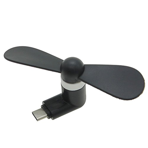 USB Telefon Mini Ventilator - Aohro Portable Micro USB Mini-Lüfter mit zwei Blättern für Samsung Galaxy S8 S7 S6 edge, LG G5 /HTC etc, Android V8 Smartphone - Schwarz
