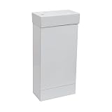 mueble lavabo pequeño roca Acabado blanco brillante ENKI armario de pie con pila para baño o aseo blanco brillante HORIZON
