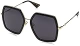 Protective case included Gucci GG0106S 001 Gafas de sol, Negro (Black/Grey), 56 para Mujer