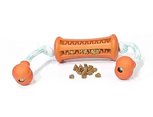 Emily Pets Dog Chewing Toy Safety Rubber Dog Pet Puppy Toothbrush Toys with Washable Cotton Rope,Classic Dog Chew Molar Stick Toys, Dog Toothbrush Toys Safety Rubber Suitable for Puppies -Medium(Orange)