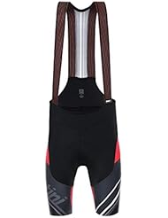 Santini Tono NAT Pad Mallas Cortas con Tirantes, Hombre, Negro /Rojo, Mediano