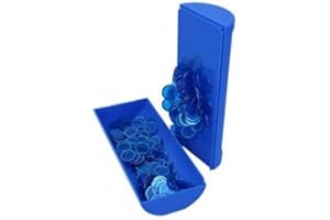 cavernedesjouets Boite magnetique et 100 pions de Loto, Bleu - Baton ramasse jetons - Accessoires Bingo, quine - Set Jeu et Rangement + Carte