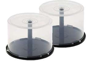 NATUREINKS 2 x 50 Empty CD DVD Cakebox Storage Tub Plastic Case for DVD CD Bluray Discs Spindle cake box (Holds 100 discs)