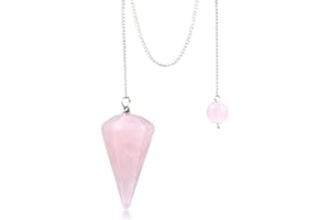 Ouubuuy Pendule Divinatoire Cristal de Roche,Pendule Radiesthesie Pierre Amethyste (Quartz rose)