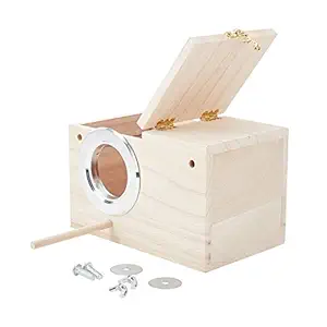 AHANDMAKER Wood Breeding Box, Parakeet Nesting Box Bird Nest Breeding Box Cage Wood House for Finch Cockatiel Budgie Conure Parrot