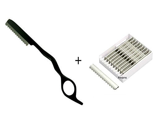 Hairdressing ,Hair Styling Razor, Thinner, Black + 10 Spare Thinning Blades