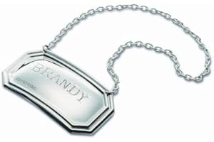 GENERIC Brandy Decanter Label Solid Sterling Silver 925 Rectangular Traditional Cut Corners Made & Hallmarked in Birmingham Gift Boxed