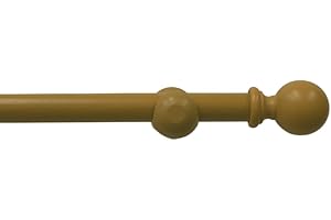 BAIYENCHUANG Wood Curtain Pole for Eyelet Curtains 28mm Round Finials Diameter Thick with Brackets Fittings for Windows Fixed Pole 240cm Length Oak