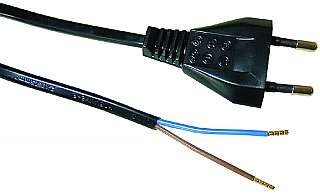 Preisvergleich Produktbild Euro-Netzkabel McPower mit blanken Enden Länge 1,5m, 2x0,75mm², schwarz