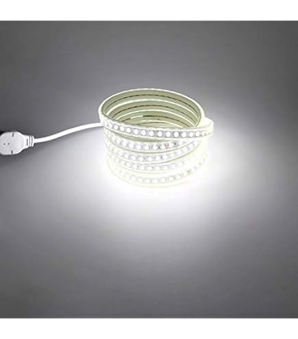 2m Sehr Heller Kaltweißer LED Streifen – 120 LED/m, IP65, 12V, Mit 5,5x2,1mm DC Stecker, Für Raumbeleuchtung & Deko