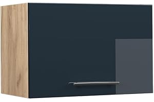 Vicco pensile da cucina Fame-Line, Blu scuro lucido/Quercia dorata, 60 cm Piatto