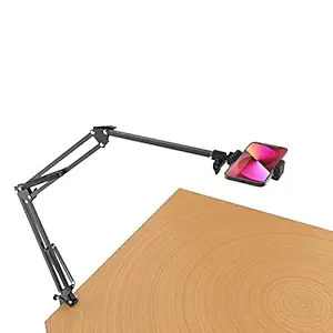 Long Overhead Tripod Mount for iPhone Webcam Ring Light, Gooseneck Desk Phone Arm Holder for Over Head Video Recording Filming Live Streaming, Webcam Tripod Stand with Articulating Arm