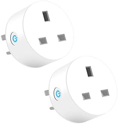 WiFi Smart Plug, Set of 2, Mini Smart Socket,Voice Control and Remote Control, Compatible with Alexa, Echo, Google Home and IFTTT, Energy Monitoring, Timing Function. QooTec UK004