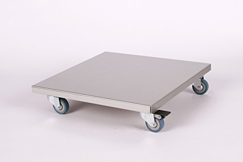 Szagato Möbelroller/Pflanzenroller (Profi) 40x40 cm, Edelstahl, 150kg, PU-Rolle + Bremse, Marke, Made in Germany (Design-Pflanzenroller Transportroller Rollbrett)