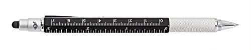 Wedo 2614201901 Touch Stift Multi-Tool (mit Kugelschreiber, Duo-Bit Schraubenzieher für Schlitz- und Kreuzschrauben cm / Zoll Lineal) schwarz