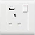 MK Essentials 13A 1 Gang Dp with USB Charging Port and Dual Earth Terminals
