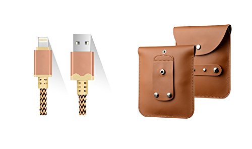 iProtect Lightning USB Ladekabel 1m Nylon Datenkabel knotenfrei für Apple iPhone 5, 5s, 5c, iPhone 6, 6s, 6 Plus, 7, 7 Plus, iPod und iPad in gold - 2
