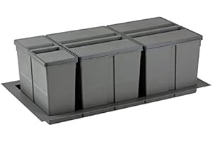 GOLLINUCCI Poubelle sélective pour caisson de 900mm - Nombre de seaux : 3 - Contenance : 63 L - Pour caisson de largeur : 900 mm - Décor : Anthracite - Hauteur : 277 mm - Largeur mini : 730 mm - Largeur maxi : 8